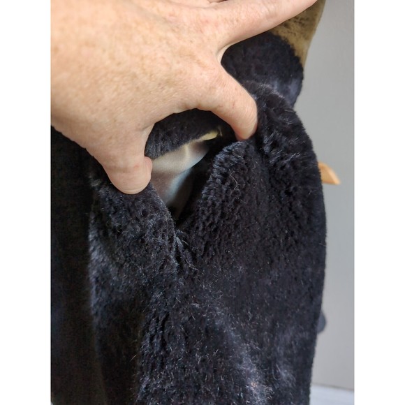 Plush Fur Vest For Women Faux Fur Color Block S/M Black & Green - H By Heurueh - Picture 5 of 9